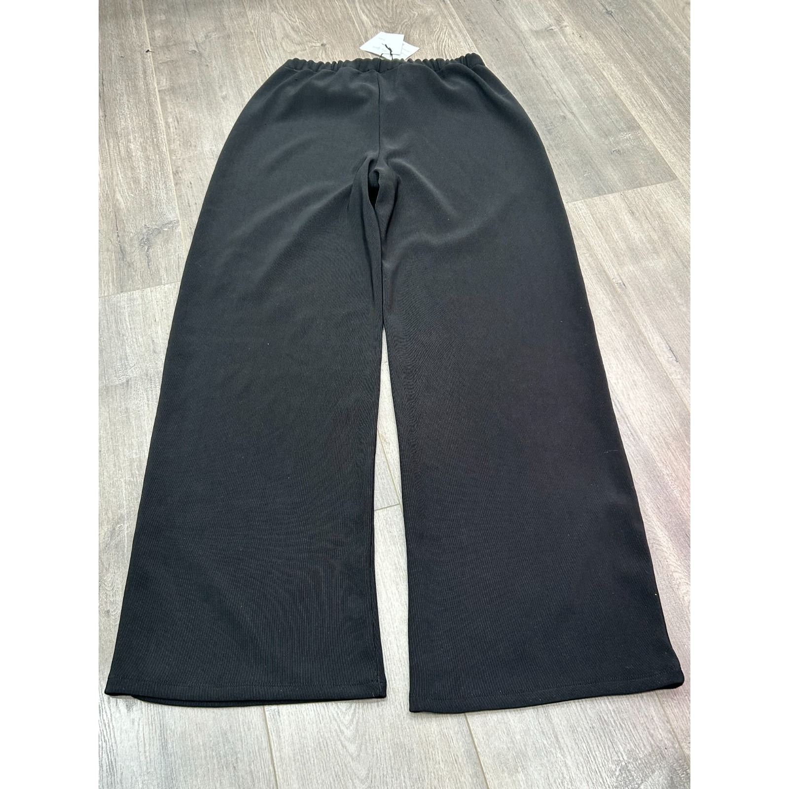 Nwt La Femme Apero Liza Pants Womens 12 Black Rib Knit Wide Leg Palazzo — image 8 of 8